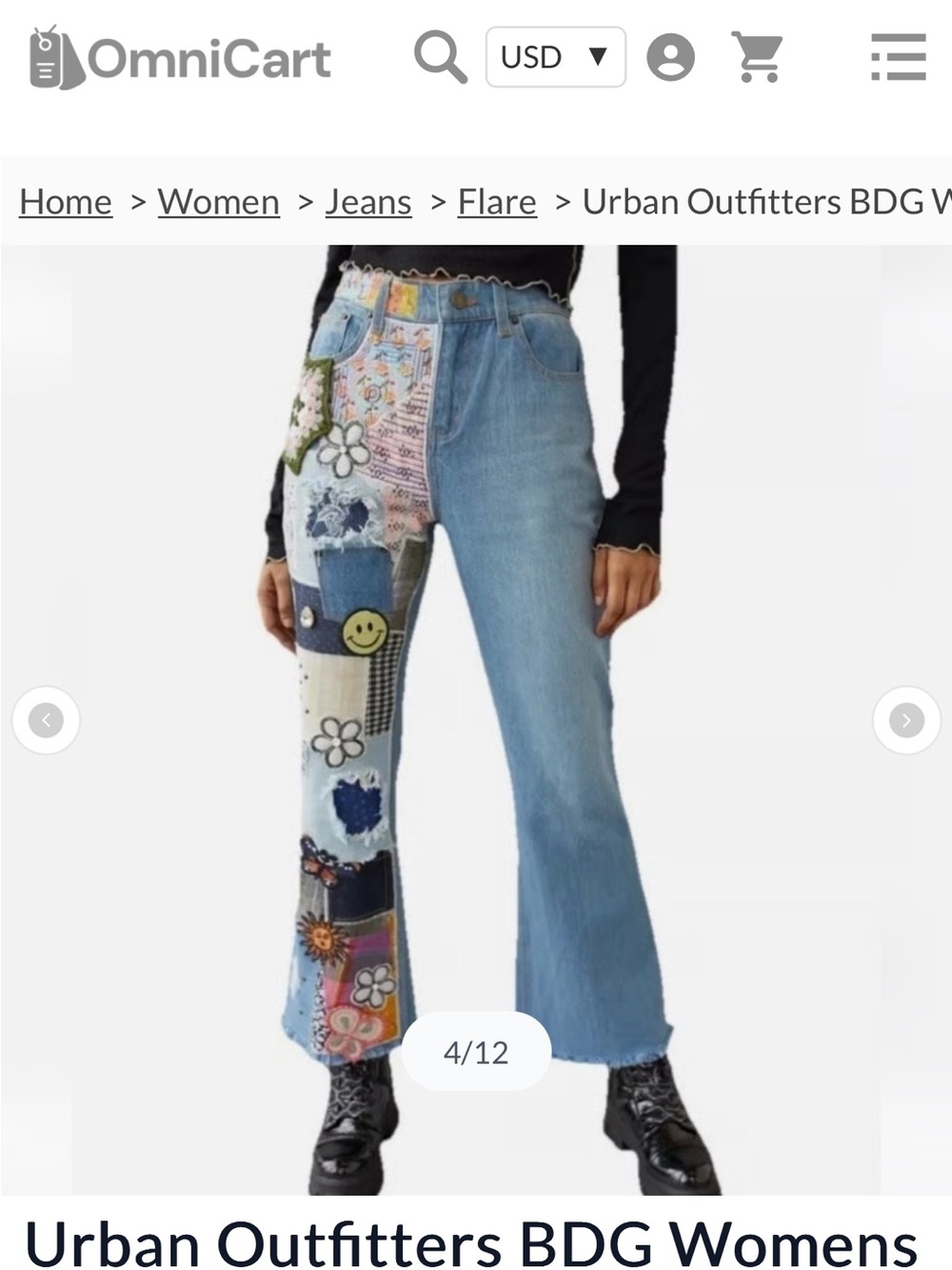 NWT URBAN OUTFITTERS BDG DIY Craft Patchwork Flare Jeans Size 26